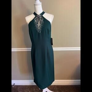 Womens Embellished keyhole neck dress